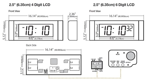LCD Digital Clocks Dimensions