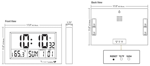 Multi-Purpose LCD Clock Dimensions